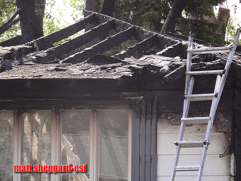 Aftermath of Sat evening fire NE Jamestown.  More CSi photos by Matt Sheppard at Facebook